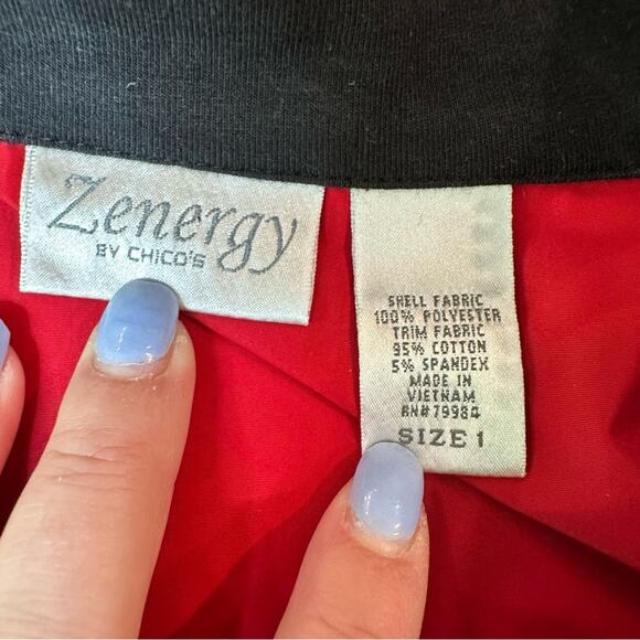 Zenergy By Chico’s Women’s Sz 1 US 8 M 3/4 Sleeve Full Zip Jacket Pockets Casual - Picture 4 of 11